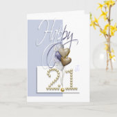 Gelukkige 21e verjaardag ballonnen elegant kaart (Gele Bloem)