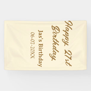 Gelukkige 21e verjaardag bruine pastel gele naam d spandoek