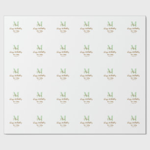 Gelukkige 21e verjaardag groene naam monogram brui cadeaupapier