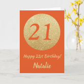 Gelukkige 21e Verjaardag Sinaasappel en Gouden Gli Kaart (Gele Bloem)