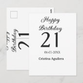 Gelukkige 21e verjaardag vet letter eenvoudig naam briefkaart (Voorkant / Achterkant)