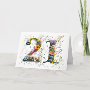Gelukkige 21e verjaardag Wilde Bloemen Gefelicitee Kaart