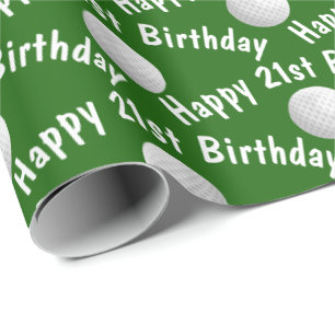 Gelukkige 21ste Verjaardag golfballen Cadeaupapier