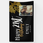 Gelukkige 21ste Verjaardag Gouden Fotoachtergrond Spandoek (Verticaal)