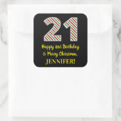 Gelukkige 21ste Verjaardag & Vrolijk Kerstmis, Dou Vierkante Sticker (Tas)