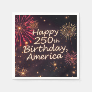 Gelukkige 250ste verjaardag Amerika met vuurwerk Servet