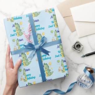 Gelukkige 2e verjaardag, Draak, Jongen, Persoonlij Cadeaupapier