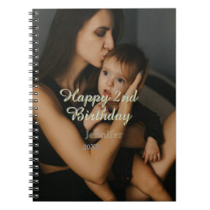 Gelukkige 2e verjaardag kinderen baby moeder geel notitieboek