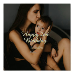 Gelukkige 2e verjaardag kinderen baby moeder geel perfect poster