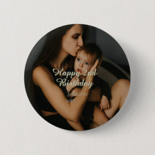 Gelukkige 2e verjaardag kinderen baby moeder geel  ronde button 5,7 cm