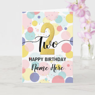 Gelukkige 2e Verjaardag Pastel Rainbow Gold Vrouw Kaart