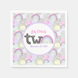 Gelukkige 2e verjaardag Rainbow 90's Baby Girl's P Servet