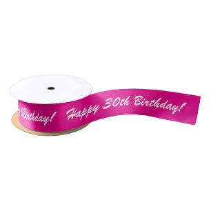 Gelukkige 30e verjaardag aangepaste roze cadeaulin lint