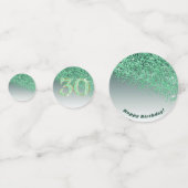 Gelukkige 30e verjaardag Chic Falling Green Glitte Confetti (Voorkanten)