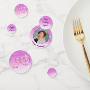Gelukkige 30e verjaardag Chic Falling Pink Glitter Confetti