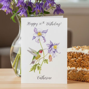 Gelukkige 30e verjaardag Columbine met Kolibrie Kaart