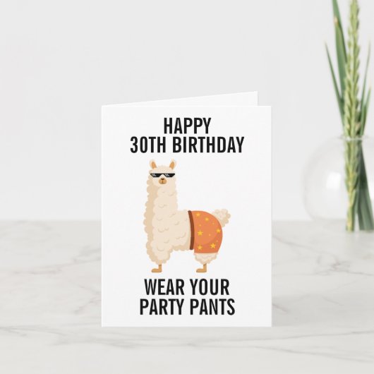 Gelukkige 30e verjaardag Funny Llama Minimalist Th Kaart (Voorkant)