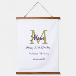 Gelukkige 30e verjaardag gouden naam monogram mode hangend wandkleed