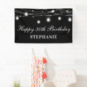 Gelukkige 30e verjaardag Mason Jars Lights Zwart W Spandoek (Insitu)