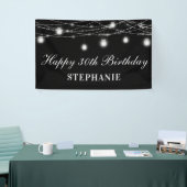 Gelukkige 30e verjaardag Mason Jars Lights Zwart W Spandoek (Beurs)