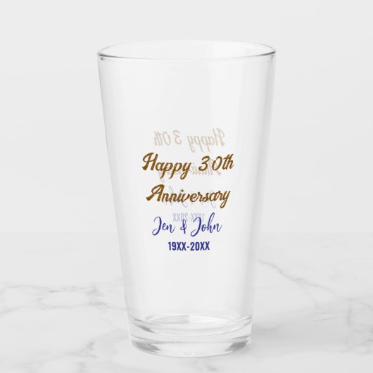 Gelukkige 30ste huwelijksverjaardag koninklijke bl glas (Voorkant)