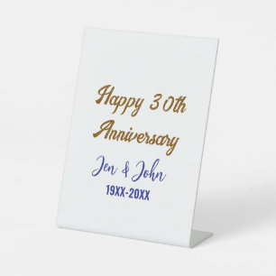 Gelukkige 30ste huwelijksverjaardag koninklijke bl reclamebord met voetstuk