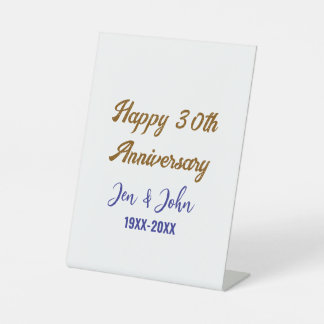 Gelukkige 30ste huwelijksverjaardag koninklijke bl reclamebord met voetstuk