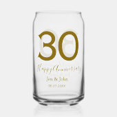 Gelukkige 30ste verjaardag naam datum gouden vet blikvorm glas (Achterkant)