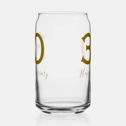 Gelukkige 30ste verjaardag naam datum gouden vet blikvorm glas (Links)