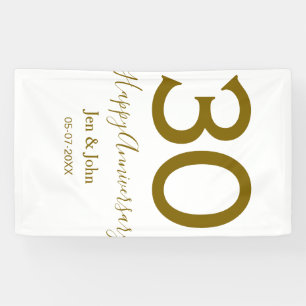 Gelukkige 30ste verjaardag naam datum gouden vet spandoek