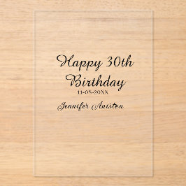Gelukkige 30ste verjaardag naam toevoegen datum st acryl uitnodigingen