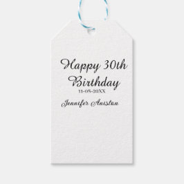 Gelukkige 30ste verjaardag naam toevoegen datum st cadeaulabel