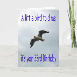 Gelukkige 33e verjaardag Vliegende meeuw vogel Kaart