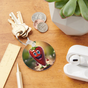 Gelukkige 3D Geanimeerde Chili Bean, Sleutelhanger
