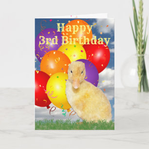 Gelukkige 3e verjaardag Eendjes Kleurrijke Ballonn Kaart