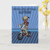 Gelukkige 3e verjaardag genaamd Adrian, kleinzoon Kaart (Gele Bloem)