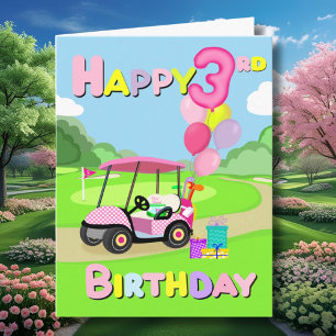 Gelukkige 3e verjaardag Polka Dot Roze Meisjesacht Kaart