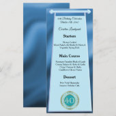 Gelukkige 40e Verjaardag Blauwgroen Blue Glitter F Menu (Voorkant / Achterkant)