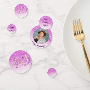 Gelukkige 40e verjaardag Chic Falling Pink Glitter Confetti