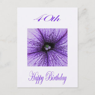 Gelukkige 40e Verjaardag paarse Blossom Briefkaart