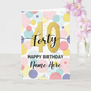 Gelukkige 40e Verjaardag Pastel Rainbow Gold Vrouw Kaart