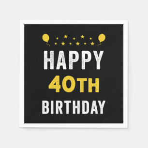 Gelukkige 40e verjaardag Veertigjarige jarige vier Servet