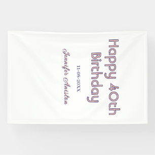 Gelukkige 40e verjaardag voeg naam datum roze paar spandoek