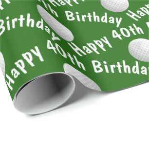 Gelukkige 40ste Verjaardag golfballen Cadeaupapier