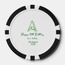 Gelukkige 40ste verjaardag groen toevoegen naam mo poker chips