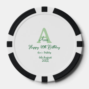 Gelukkige 40ste verjaardag groen toevoegen naam mo poker chips
