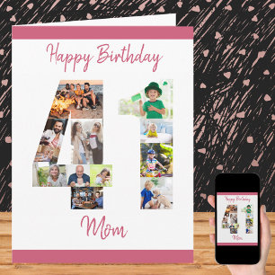 Gelukkige 41e verjaardag mama nummer 41 fotocollag kaart