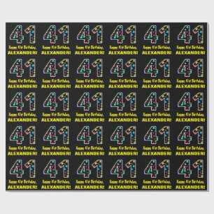 Gelukkige 41ste verjaardag, Leuk Kleurrijk Sterren Cadeaupapier