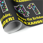 Gelukkige 41ste verjaardag, Leuk Kleurrijk Sterren Cadeaupapier (Rol Hoek)