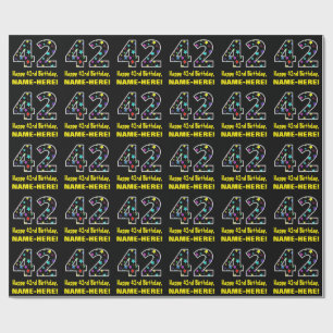 Gelukkige 42e Verjaardag, Leuk Kleurrijk Sterren P Cadeaupapier